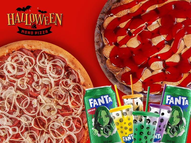 1 Pizza Salgada (35cm) + 2 Fantas Guaraná = Ganhe 1 Doce Mistério (25cm) + Copo!