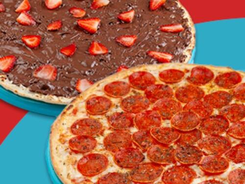 1 Pizza Salgada Grande (35cm) + 1 Pizza Doce Individual (25cm) com [30% Off]