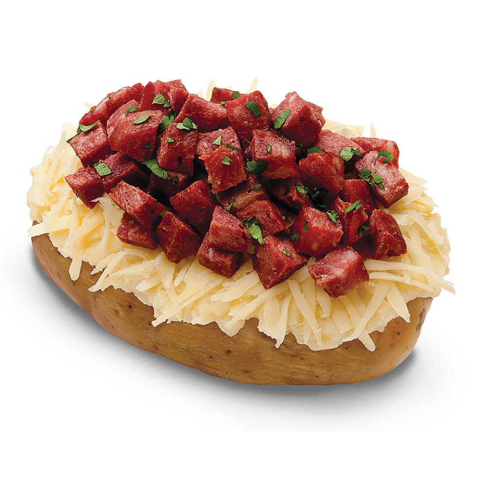 Calabresa em cubos, puretata, provolone + batata palha