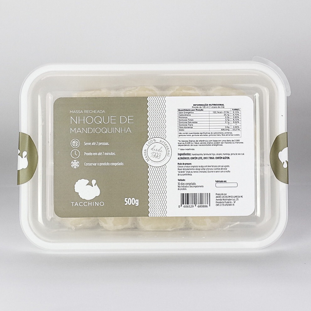 Nhoque de Mandioquinha (massa congelada)  só 01 und