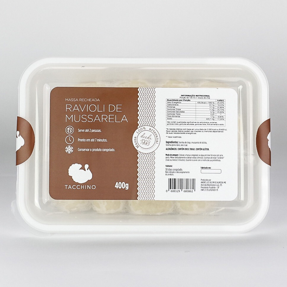 Ravioli de Mussarela (massa congelada) só 01 und