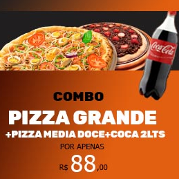 COMBO PIZZA GRANDE-PIZZA MEDIA DOCE-COCA 2LTS  (SOMENTE DELIVERY)