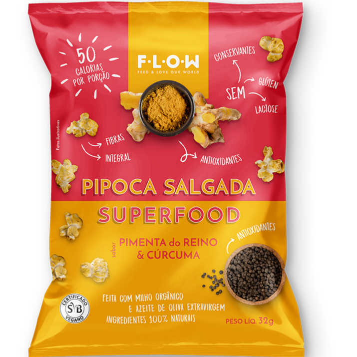Pipoca flow pimenta do reino e cúrcuma