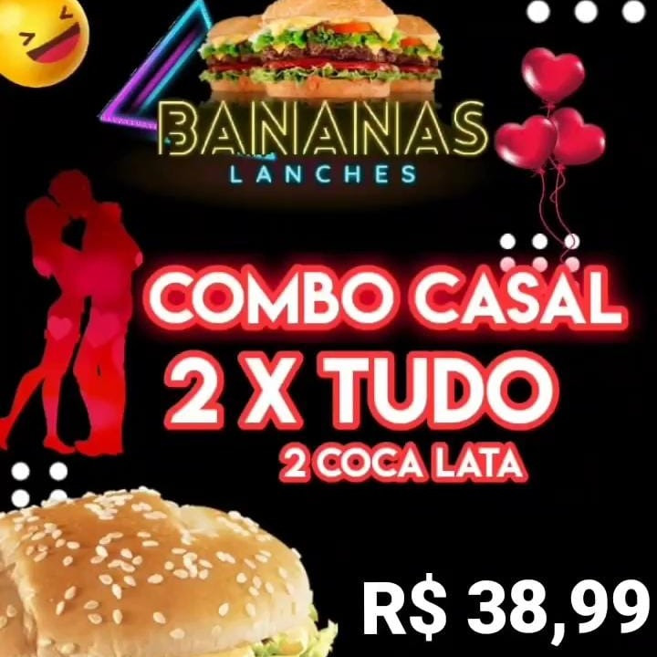 COMBO CASAL(2 X TUDO+ 2 COCA LATA)