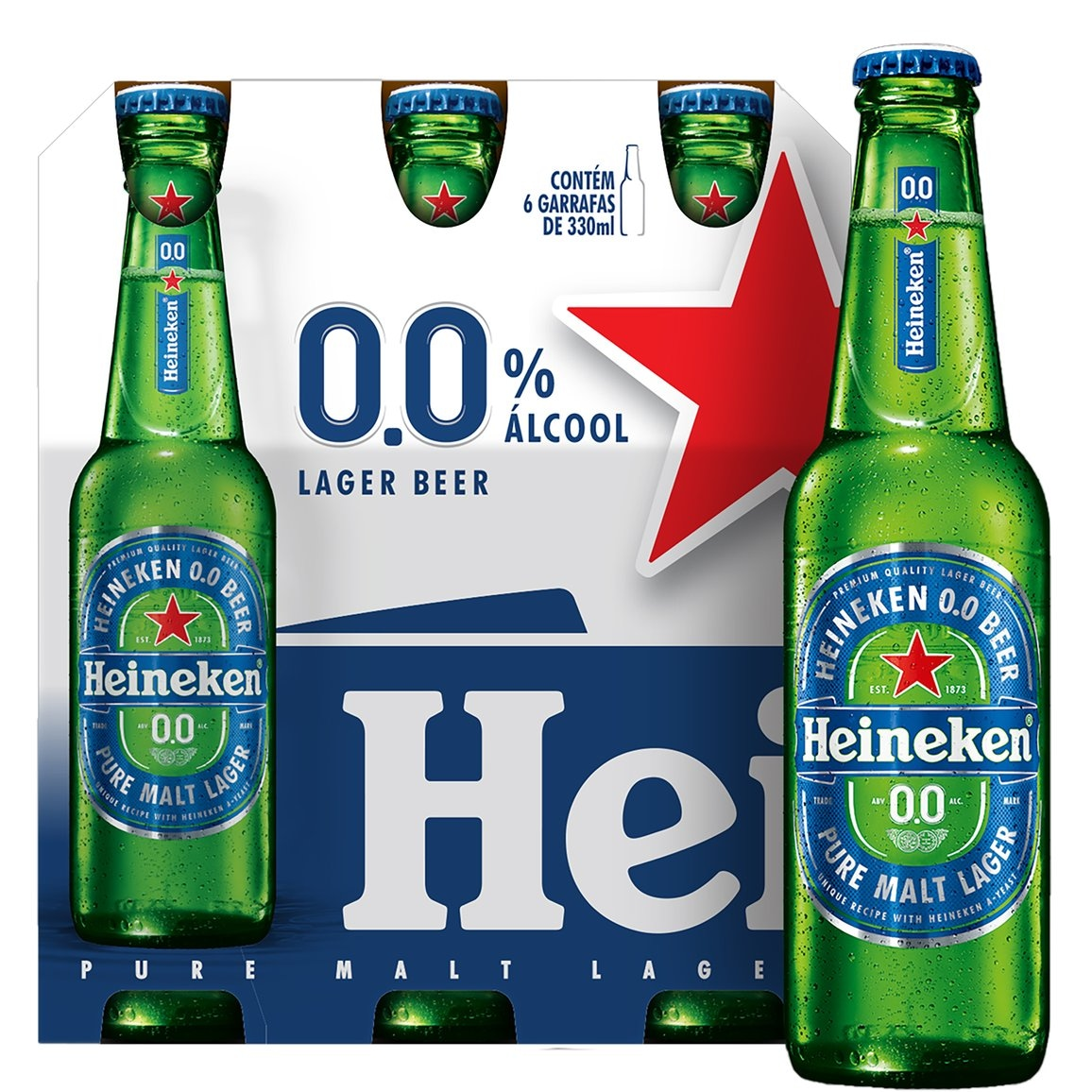 HEINEKEN ZERO ALCOOL LONG NECK CAIXA COM 6 UNIDADE 330 ML