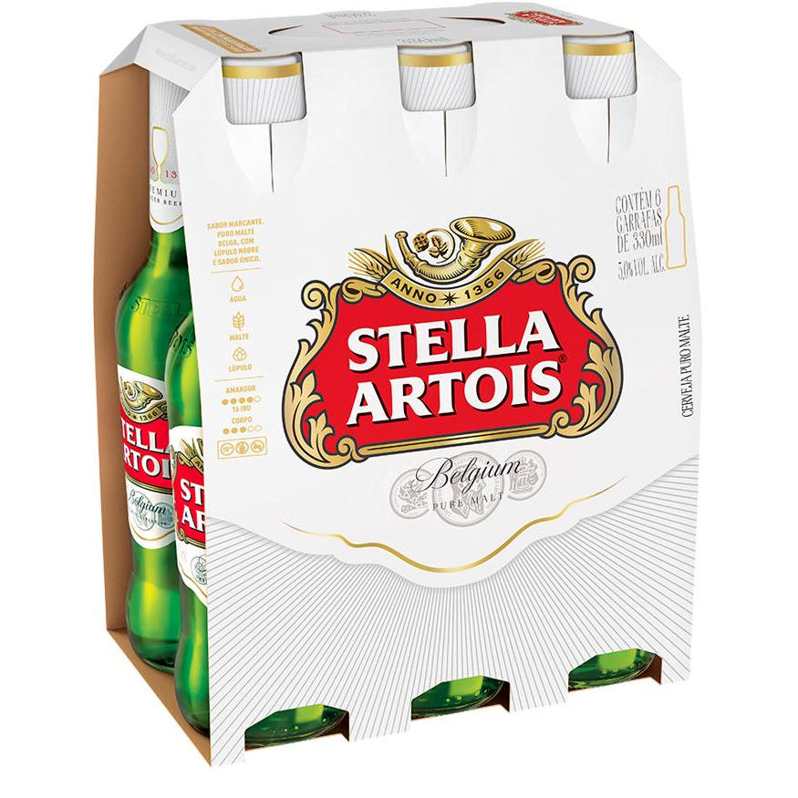 STELLA ARTOIS LONG NECK CAIXA COM 6 UNIDADE 330 ML