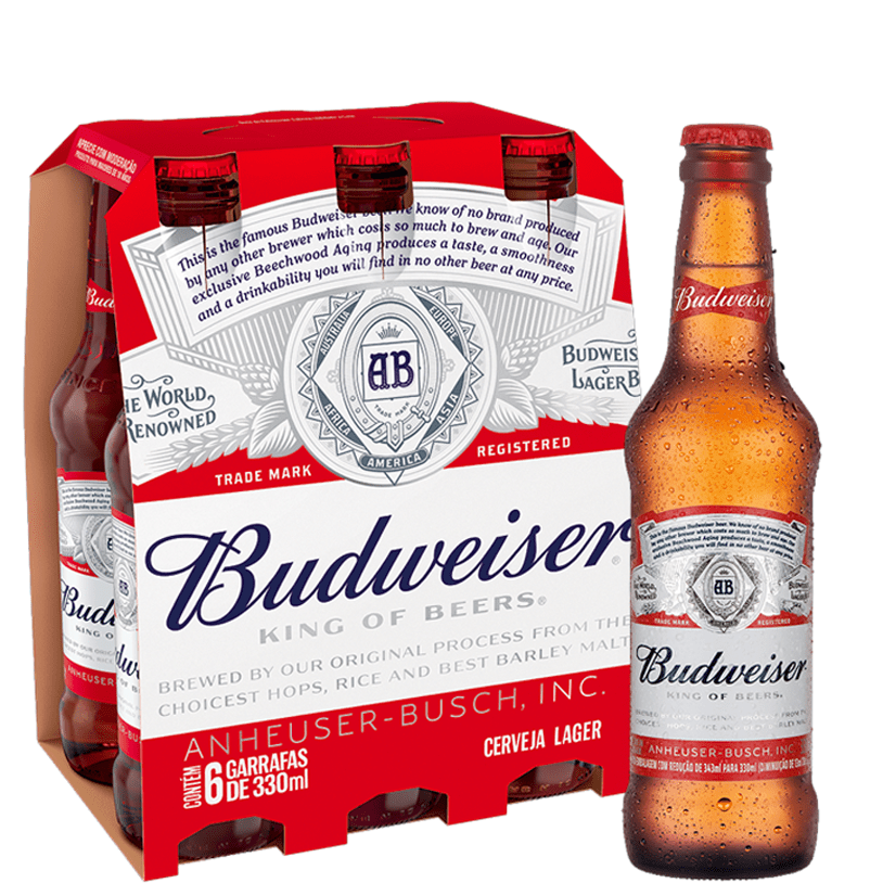BUDWEISER LONG NECK CAIXA COM 6 UNIDADE 330 ML