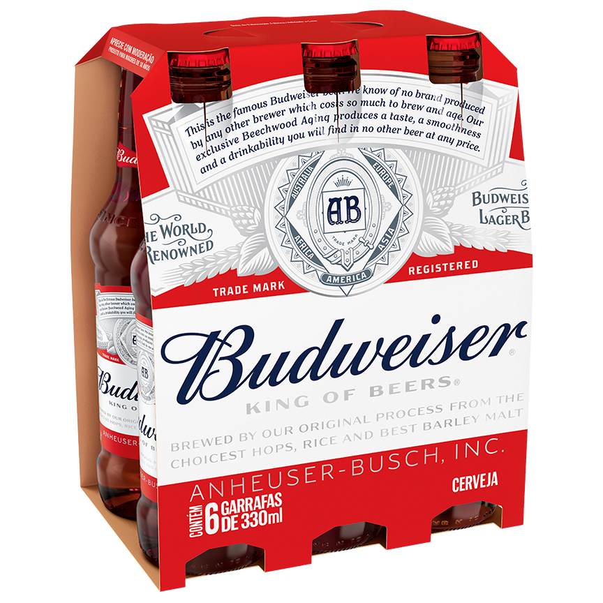 Budweiser - Long Neck 330ml  pack 6 unidades