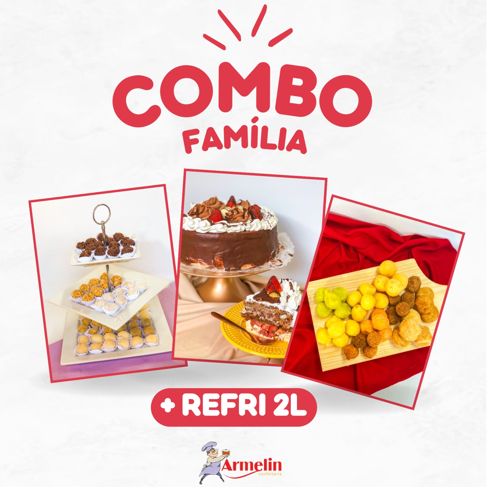 Combo Familia (1 Torta + 100 Salg + 50 Brig/Branq + 2 Refri 2l)