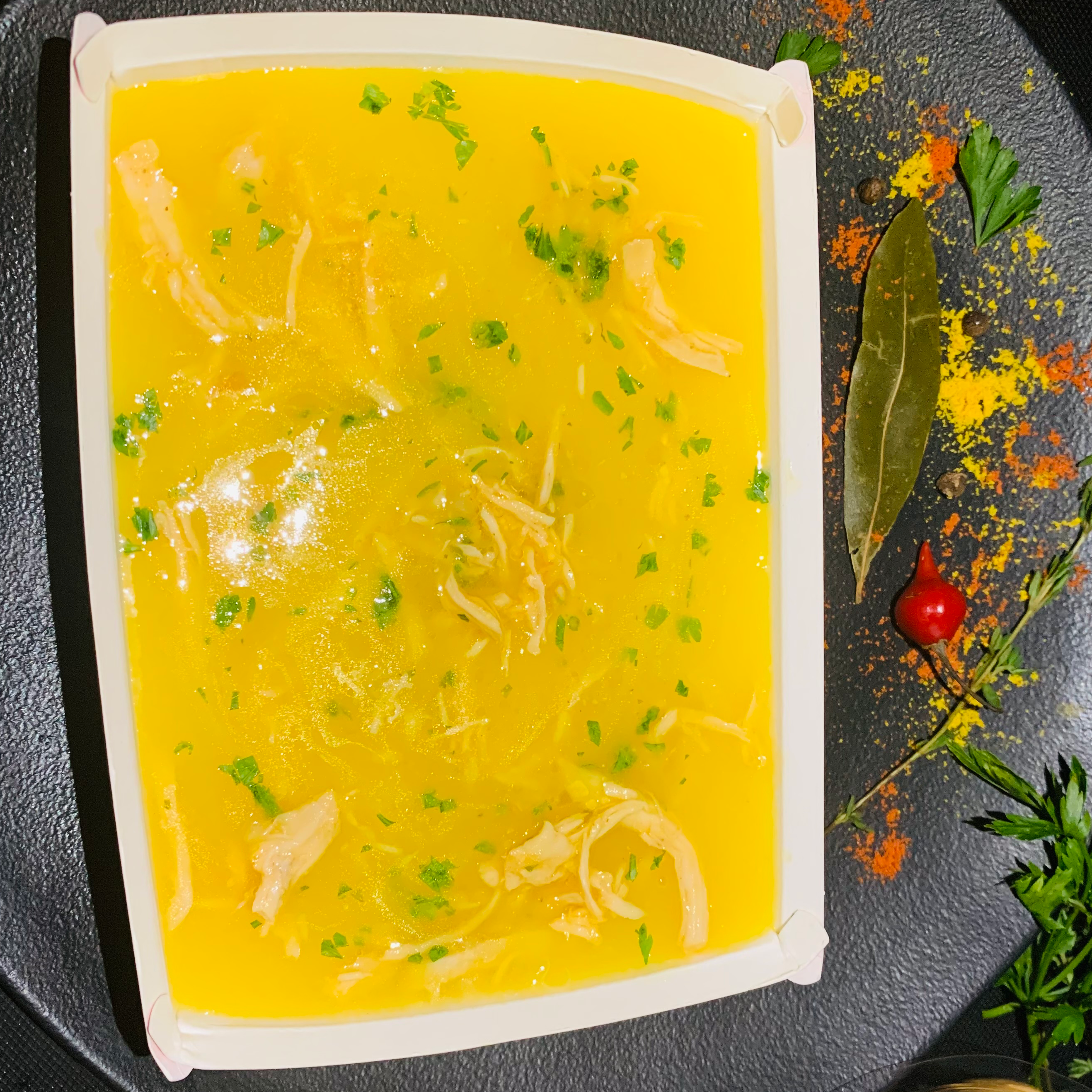 Sopa creme de mandioquinha com frango