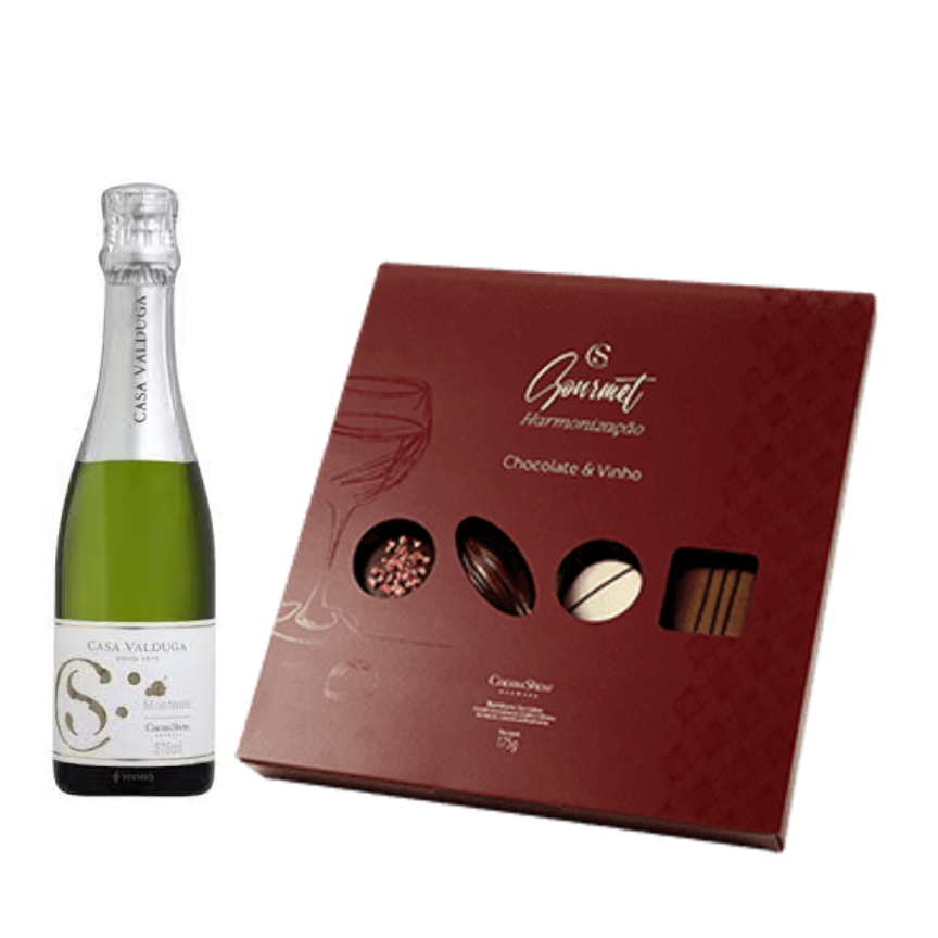   Vinho Espumante Casa Valduga Moscatel  + Caixa Harmonização Chocolate e Vinho