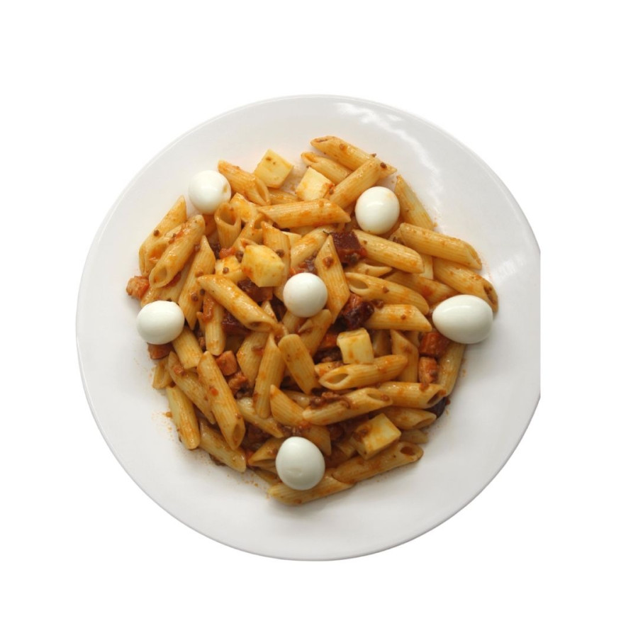 Penne a Bolonhesa e Bacon