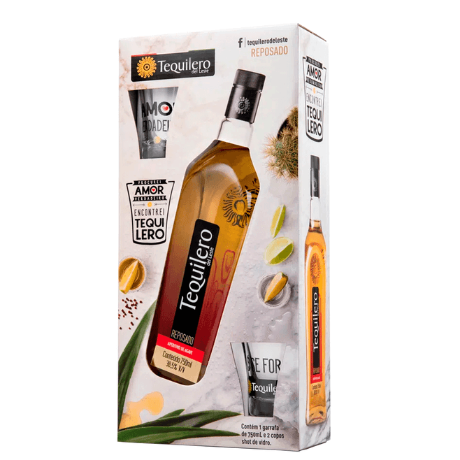 Kit Tequilero Del leste Ouro C/2 Copos 750ml