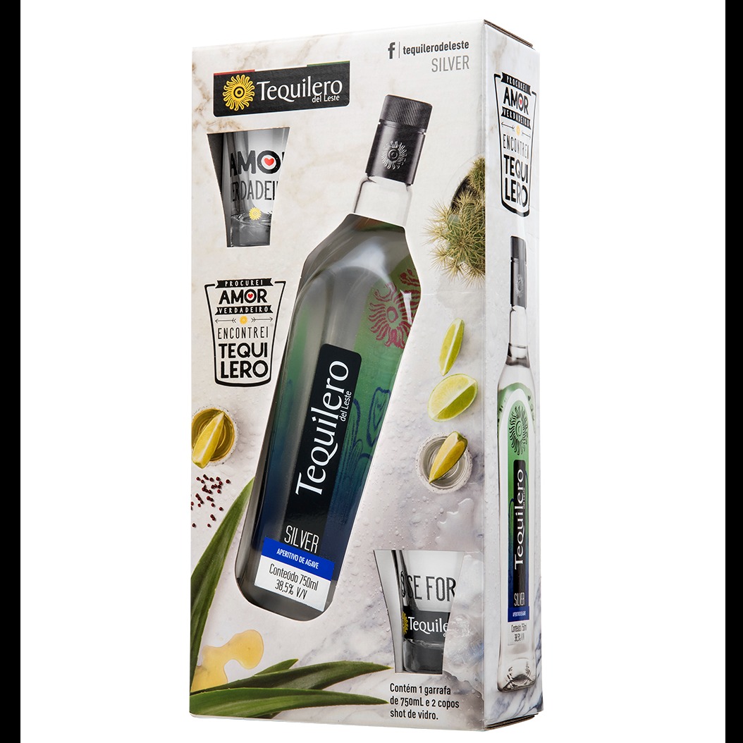 Kit Tequilero Del leste Prata C/2 Copos 750ml