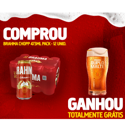 Brahma 473ml - Pack com 12 unidades + Copo