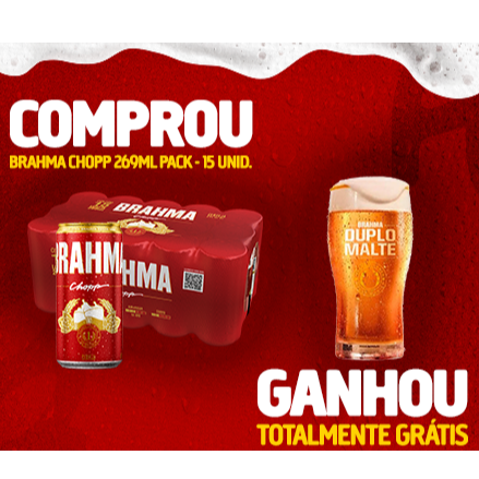 Brahma 269ml - Pack com 15 unidades + Copo