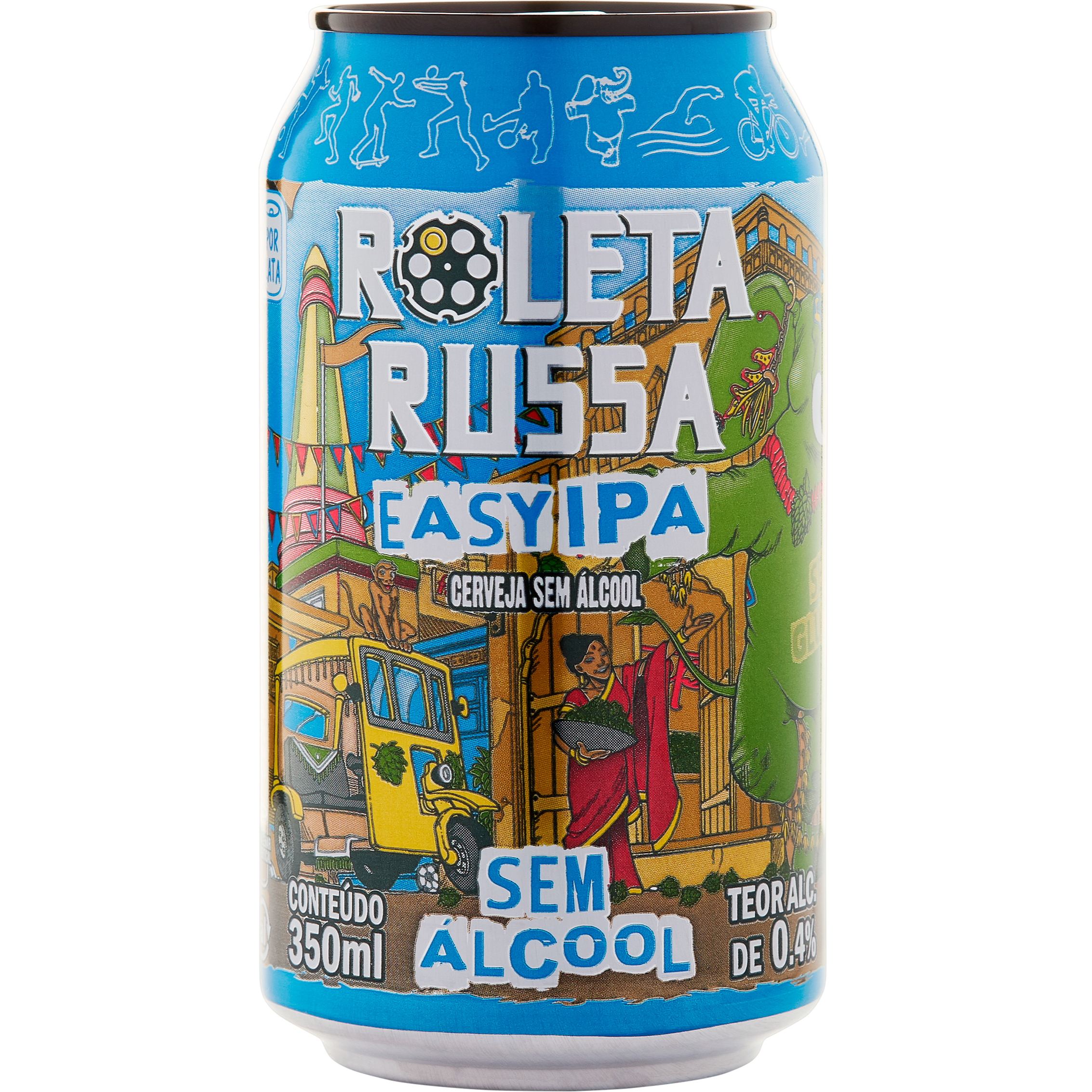 Cerveja Roleta Russa Easy Ipa sem Alcool sem Glúten Lata 350ml