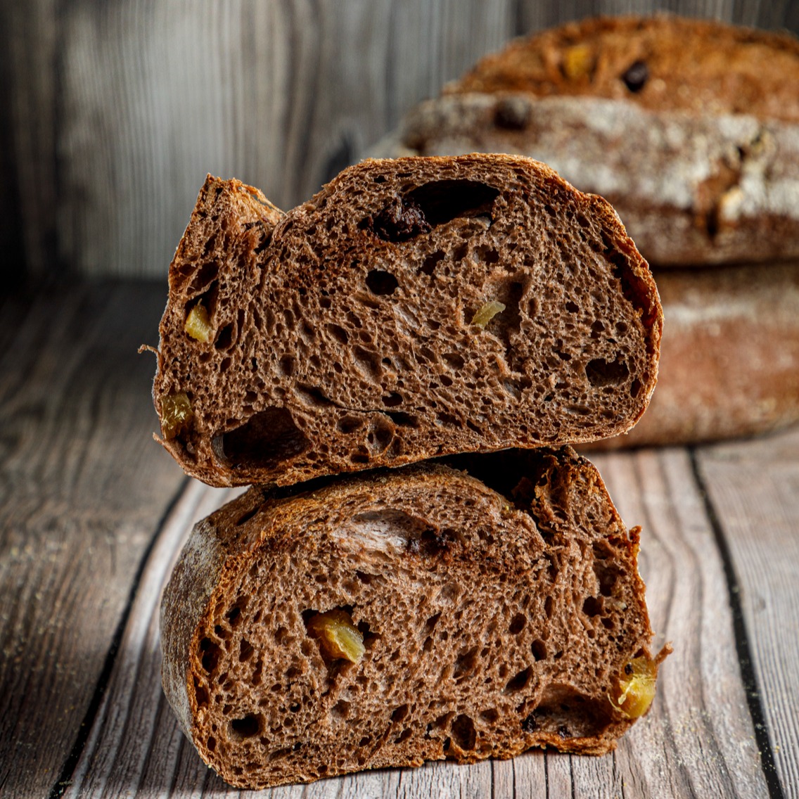 Pão de Cacau, Gotas Chocolate e Gengibre