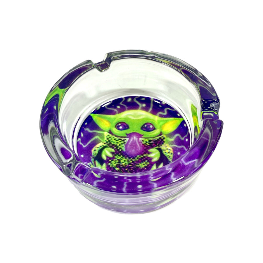 CINZEIRO DE VIDRO ESTAMPADO - YODA ROXO