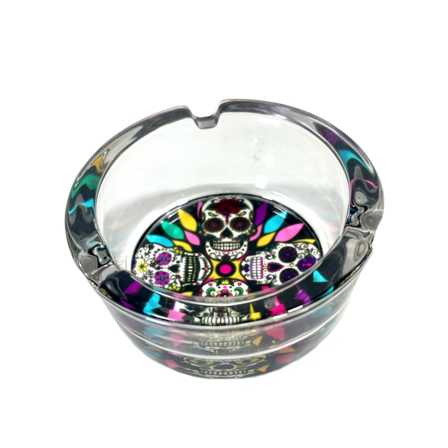 CINZEIRO DE VIDRO ESTAMPADO - CANDY SKULLS