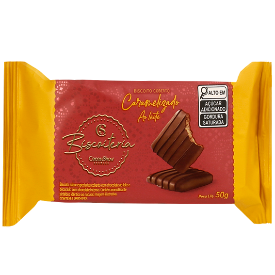 Biscoito caramelizado coberto ao leite 50g