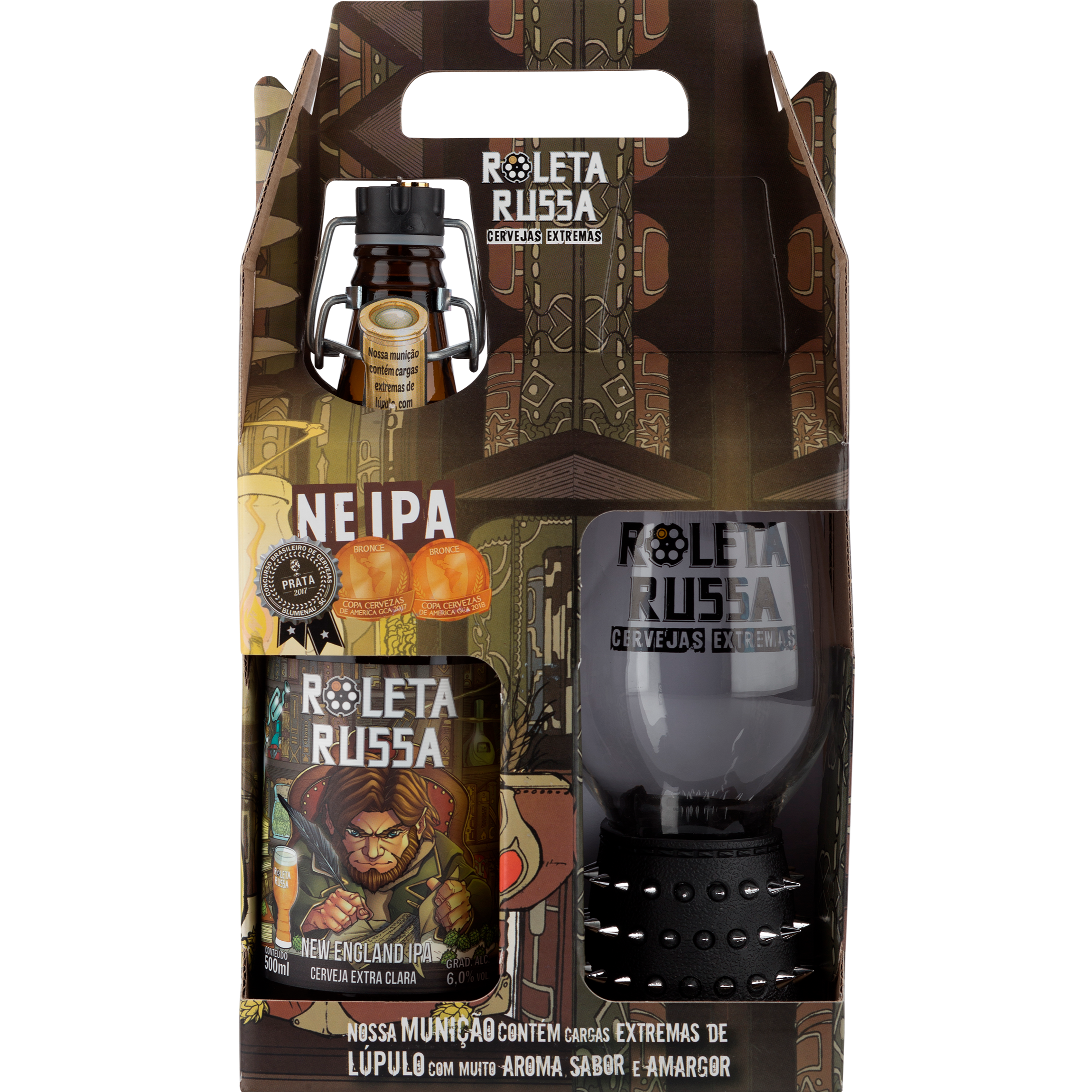 Kit Presente Roleta Russa New England Ipa 500ml + copo