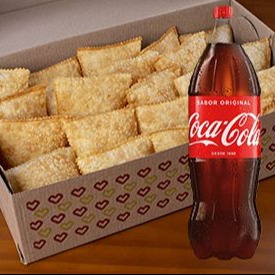 Box 50 mini pastéis + Coca Cola 1.5l