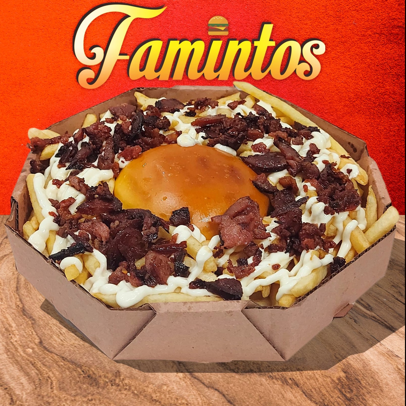 Caixa de 20cm c/ 1 kids + batata catupiry e linguiça + 1 guaracrac