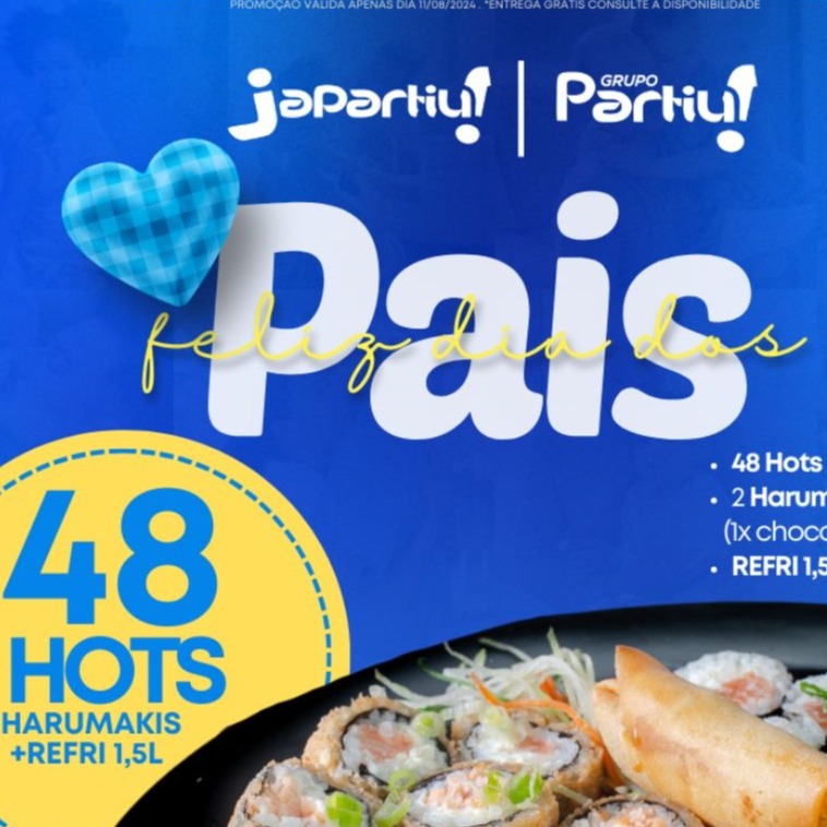 Dia dos Pais - 48  Hots + 2 Harumakis doce de leite + Refrigerante 1,5L 