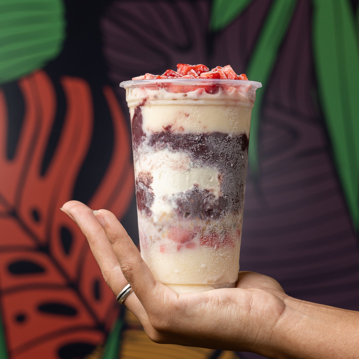 Combo 3 - Açaí com leite em pó, leite condensado e morango - 2 Copos de 400ml