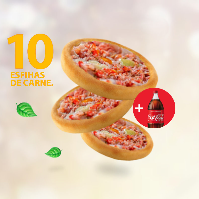 10 Esfihas de Carne + Coca 2 litros