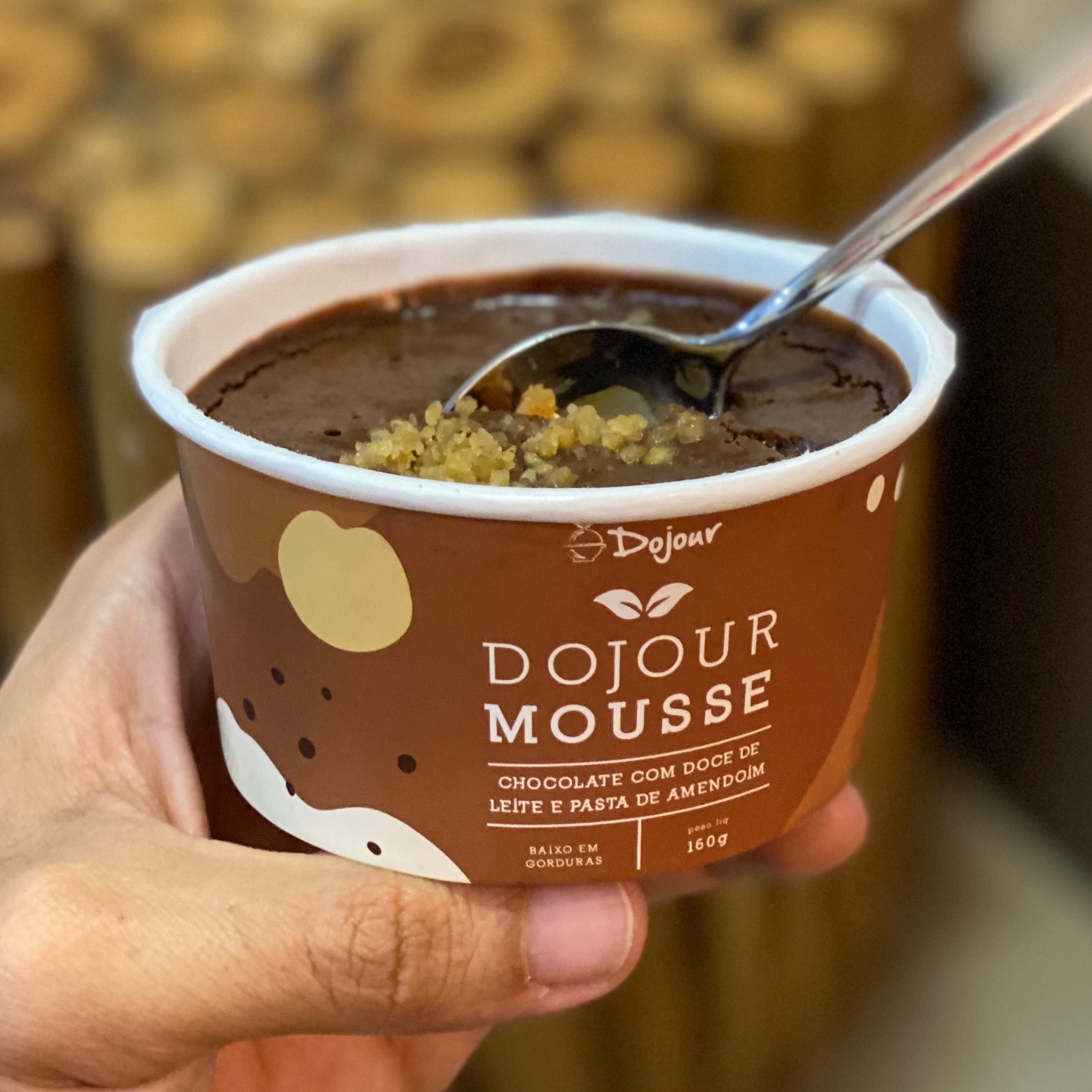 Mousse de Chocolate com Doce de leite e pasta de amendoim