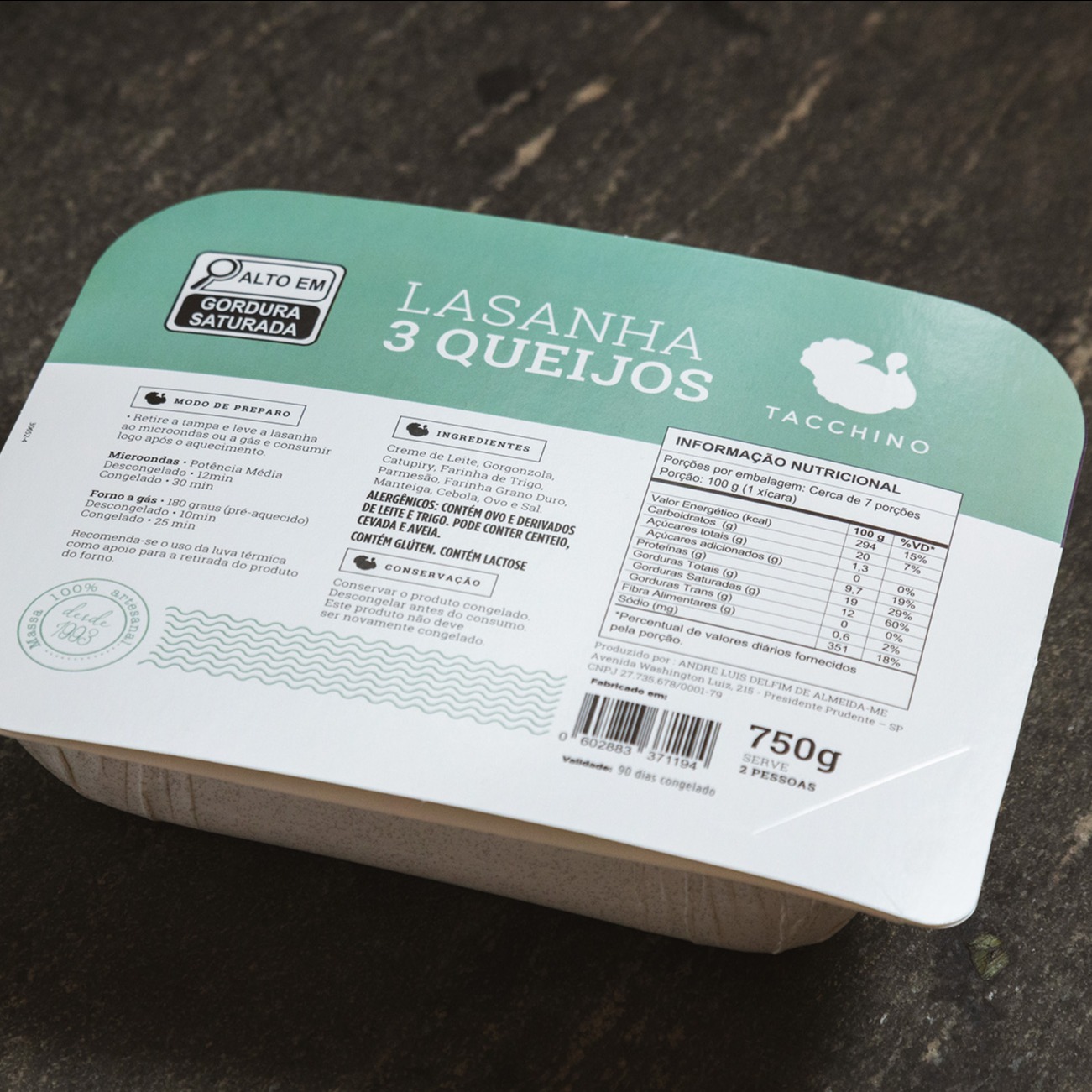 Lasanha 3 queijos (congelada)   