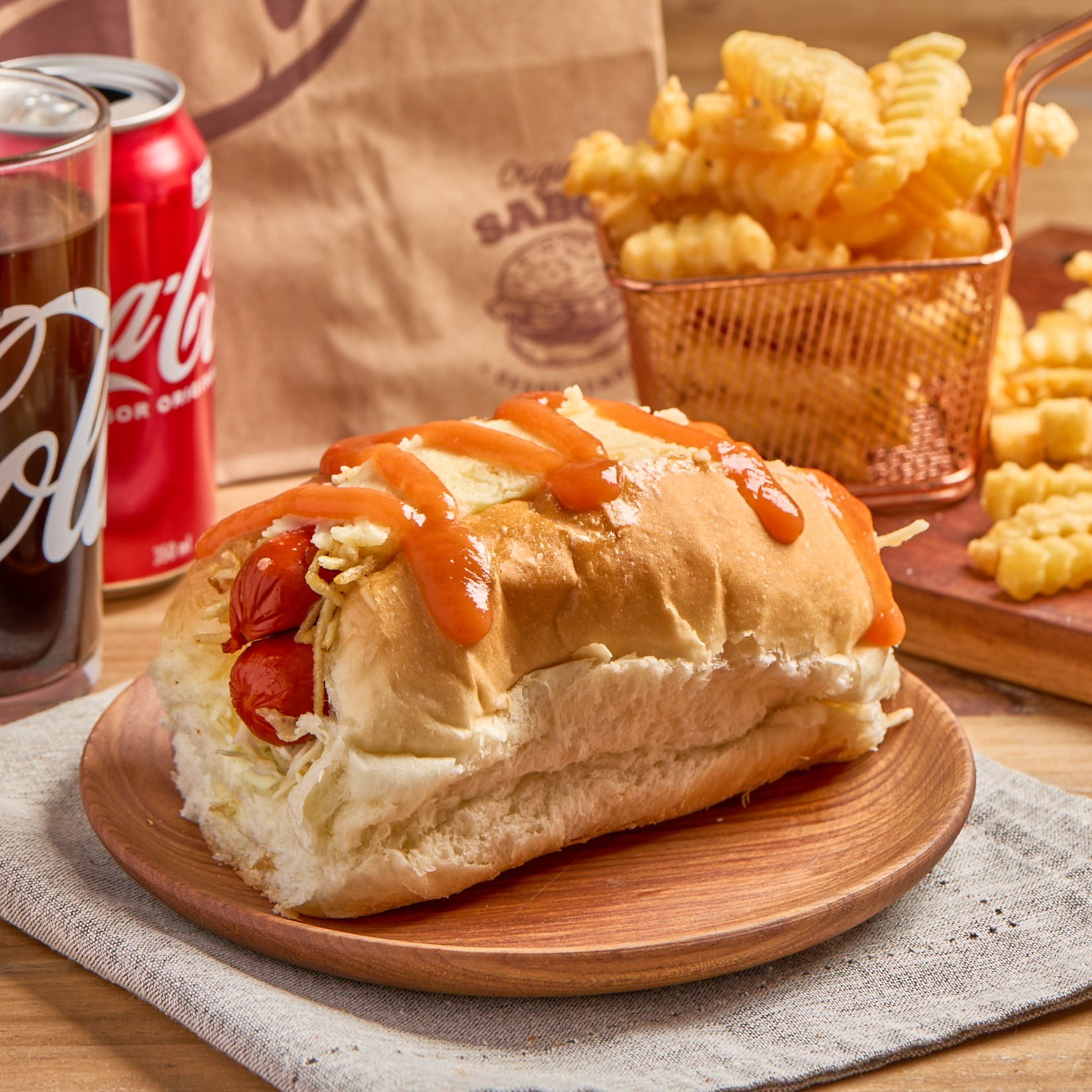 Combo Hot Dog c/ 02 Salsichas (Dog+Bebida+Batata)