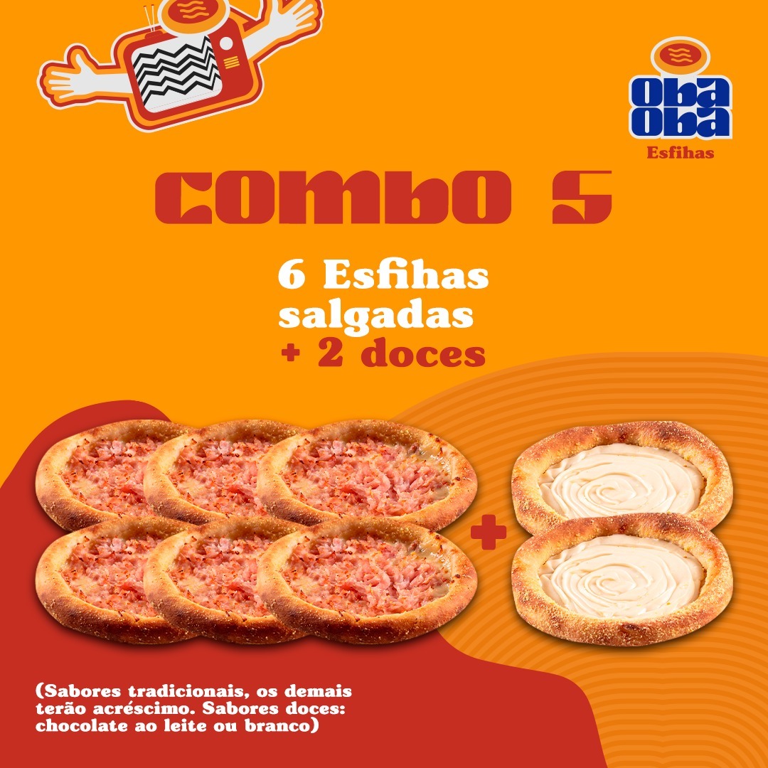 Combo 6 Esfihas Salgadas + 2 Esfihas Doces