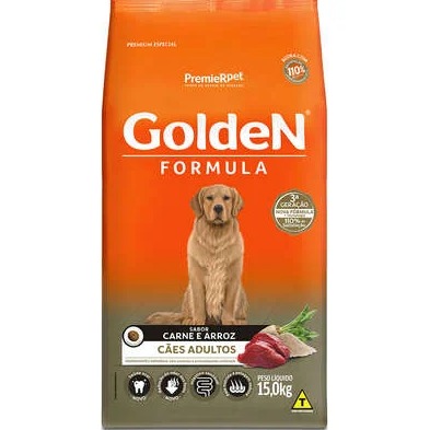 Golden Adulto Raças Medias e Grandes Carne e Arroz 15kg