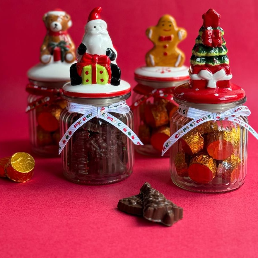 Potinho de Vidro com choclate dragê