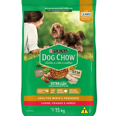 Dog Chow Extra Life  Adultos Raças Pequenas Carne, Frango e Arroz 