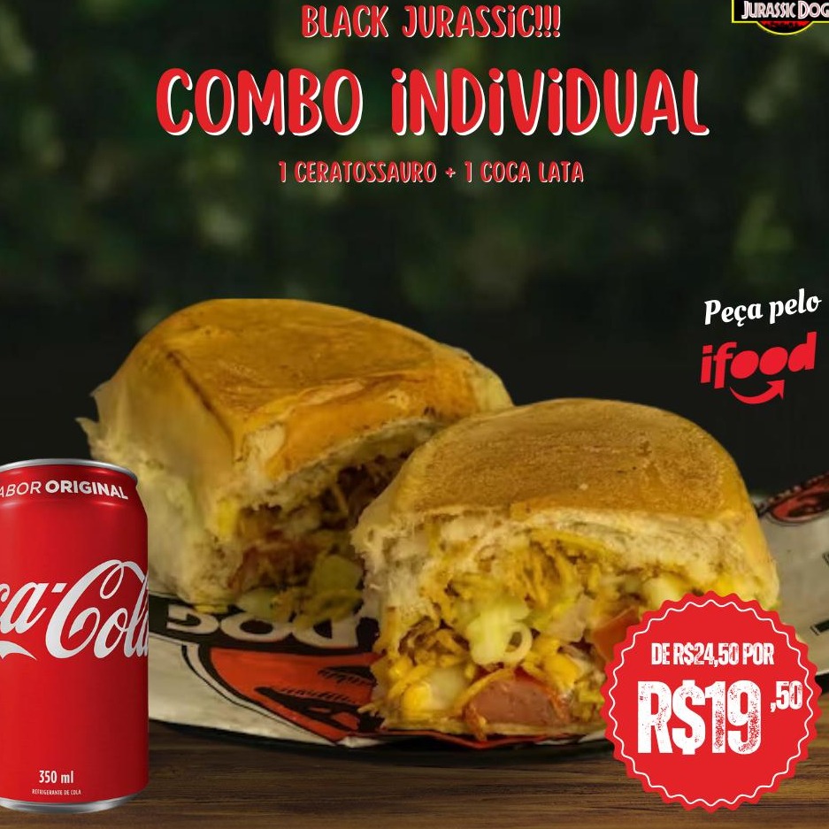 Combo Individual: 1 Ceratossauro + 1 lata de coca cola