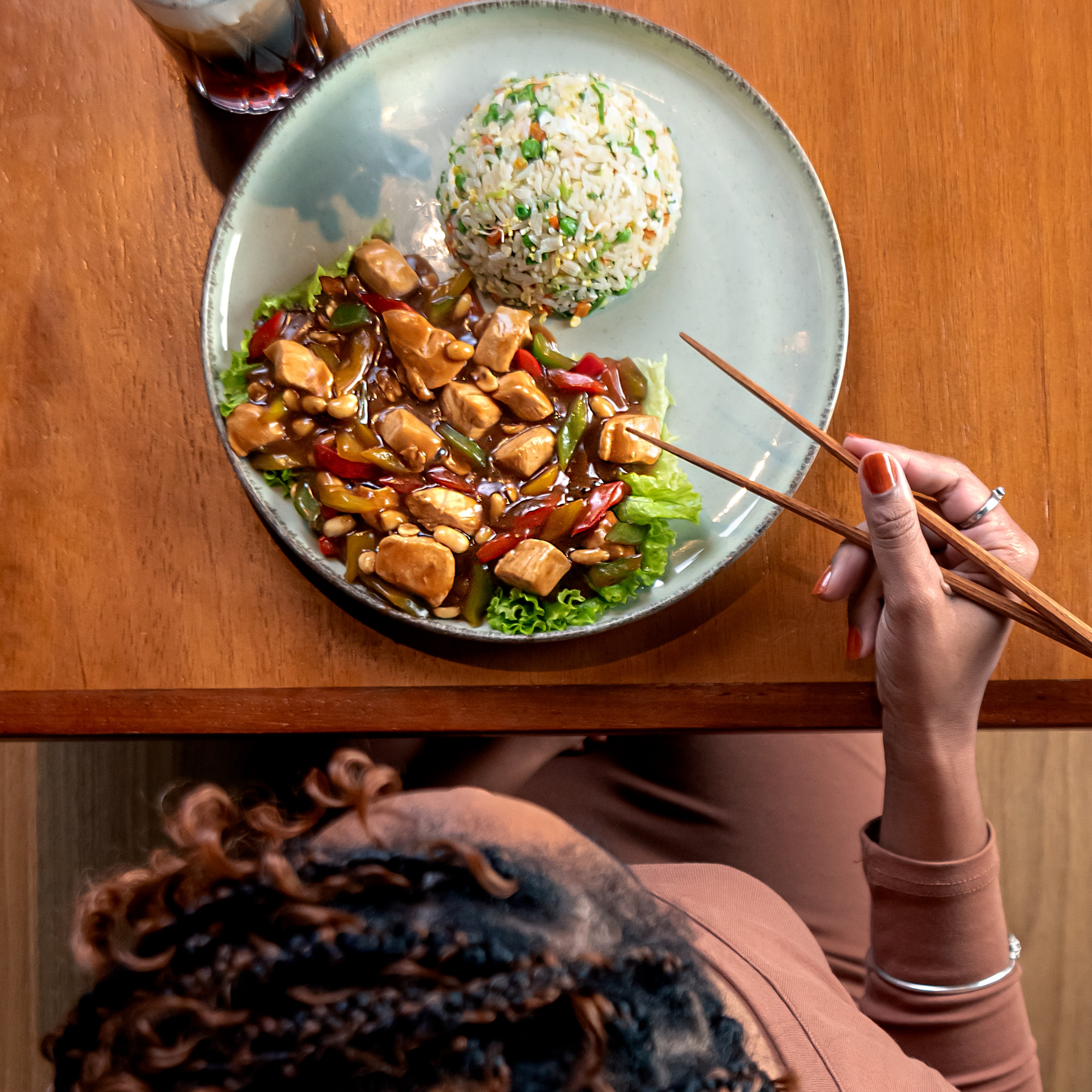 Frango xadrez + acompanhamento