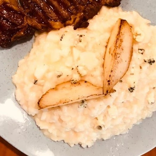 Risoto de Pêra e Gorgonzola (Serve 1 pessoa)