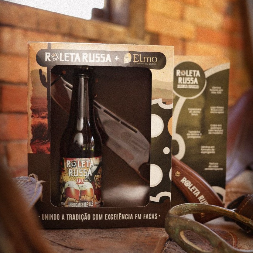 Kit Presente Roleta Russa garrafa + faca