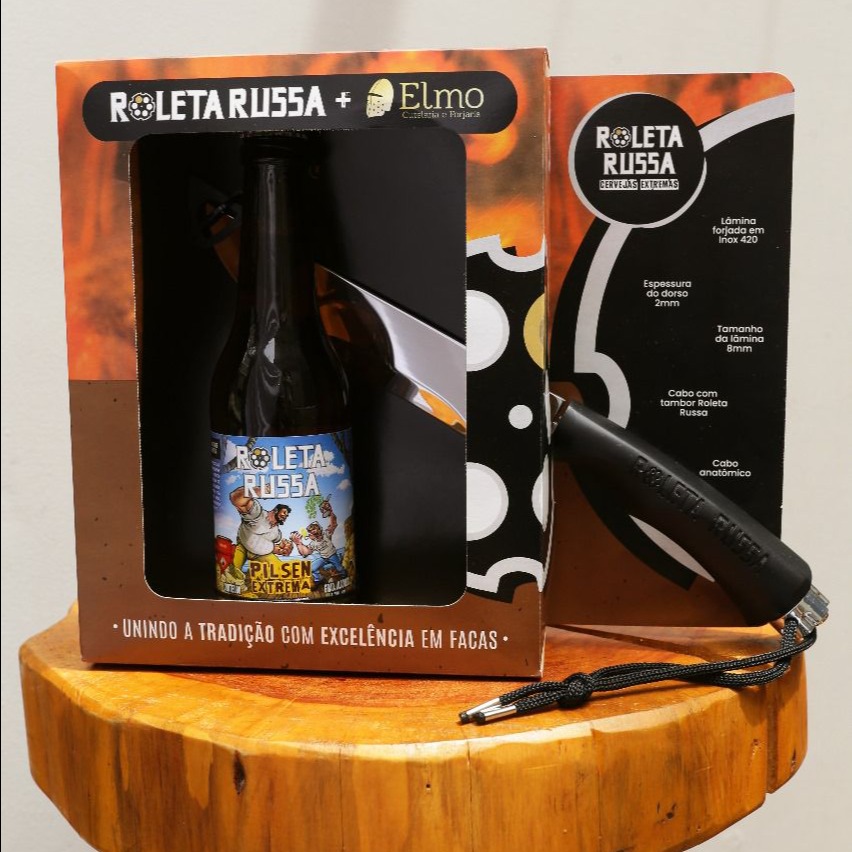 Kit Presente Roleta Russa Classic garrafa 355ml + faca