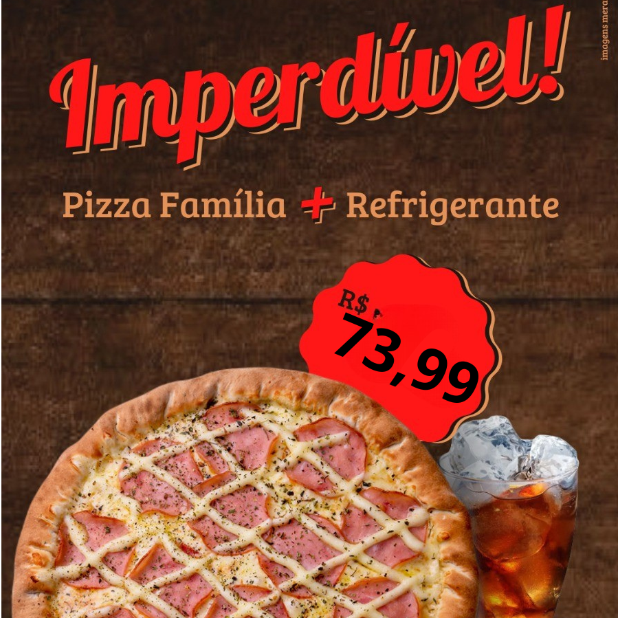 Pizza Familia 40cm + Refrigerante Ate 3 Sabores *Qualquer Sabor do Cardápio*