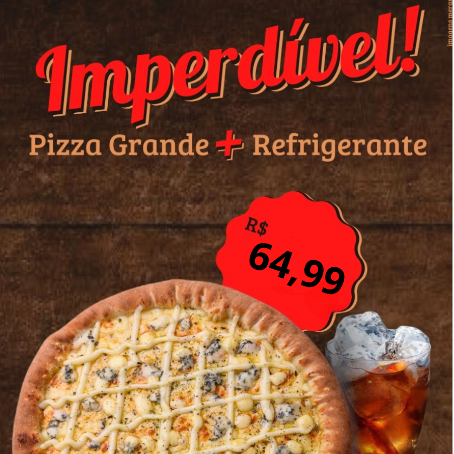 Pizza Grande 35cm + Refrigerante Ate 2 Sabores *Qualquer Sabor do Cardápio*
