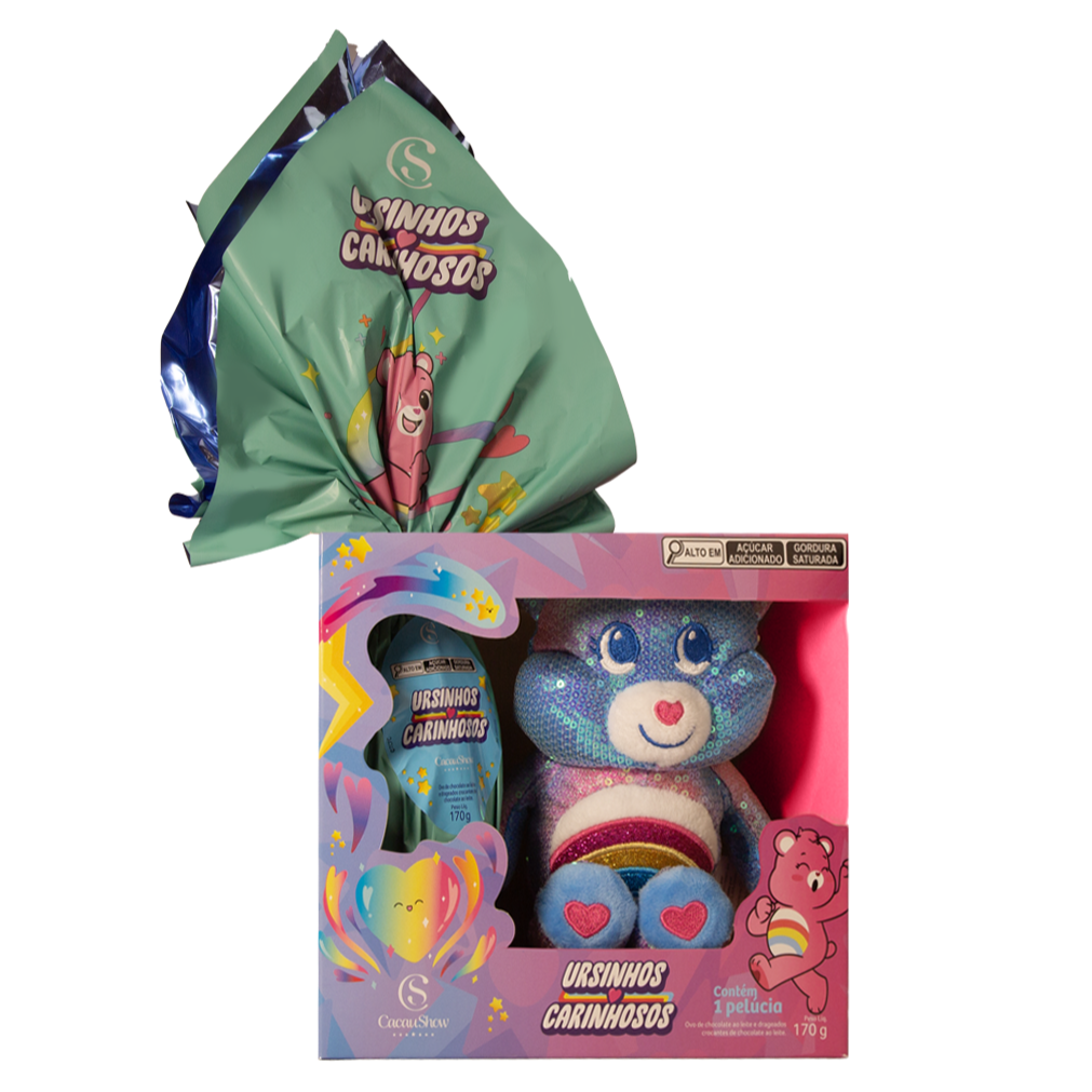 Ovo de Páscoa Ursinhos Carinhosos Pelúcia Colorido 170g