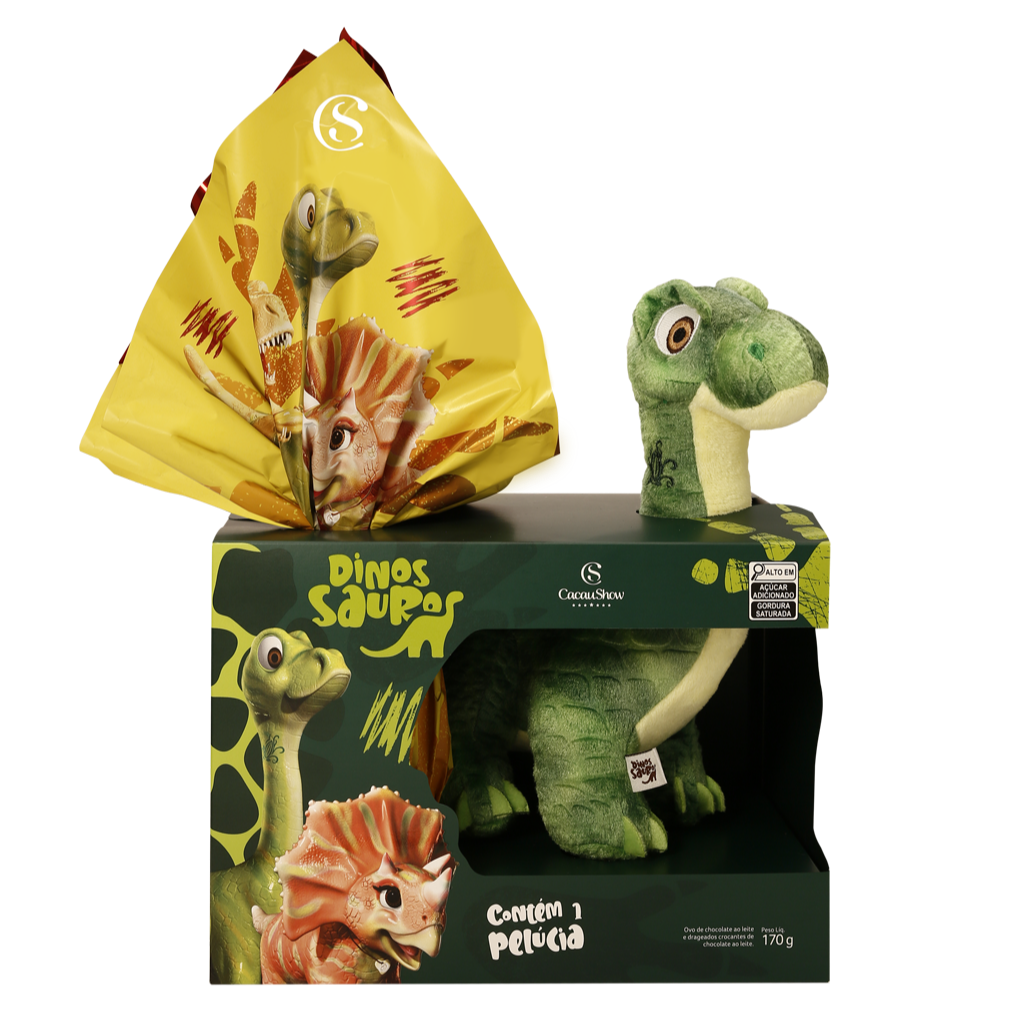 Ovo de Páscoa ao Leite Dinossauros Pelúcia Dylan 170g