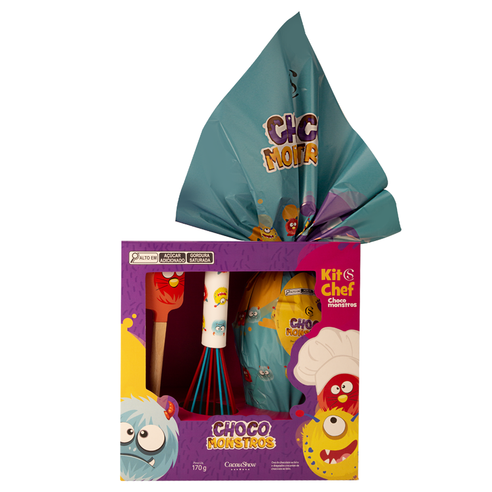 Ovo de Páscoa ao Leite Kit Chef Chocomonstros 170g