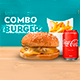 Cheeseburguer de mignon produzido na casa e batata frita e Coca-Cola