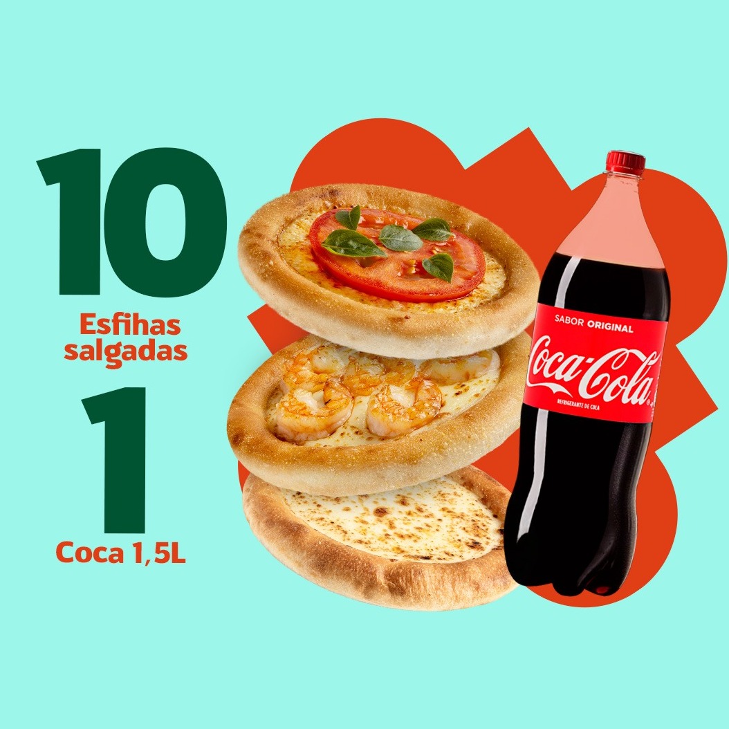 Compre 10 Salgadas e ganhe 1 Refrigerante 1.5L grátis